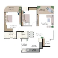 BHC Signis Balewadi 2 BHK Floor Plan Image